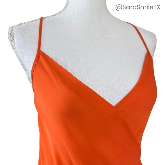 HAUTE HIPPIE Silk Bright Tangerine Orange Peplum Camisole Tank Top - Picture 10 of 14